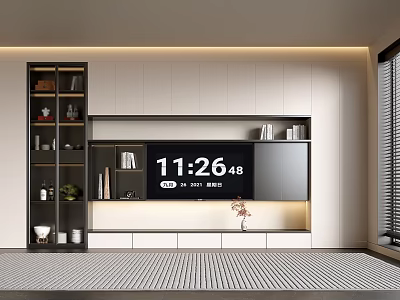 Modern TV Stand with Built in Cabinets TV Display Decorations and Ambient Lighting 3d model