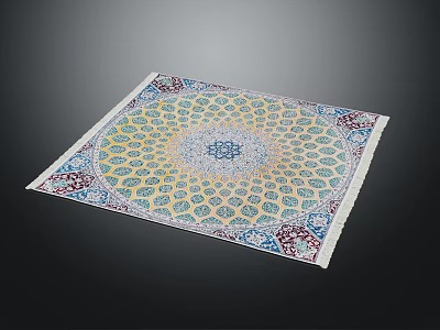 Traditional Decorative Rug With Intricate Geometric Pattern And Colorful Motifs For Home Furniture 3d model