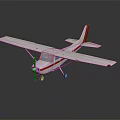 Elegant Small Airplane with White Body and Red Tail on Black Reflective Background