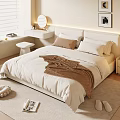 Cozy Modern Bedroom Interior Design With White Bed Brown Blanket Window Blinds And Nightstand Plant