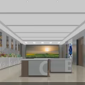 Ecological Agriculture Exhibition Hall With Circular Blue Logo Screen Displays And Wheat Ear Decoration