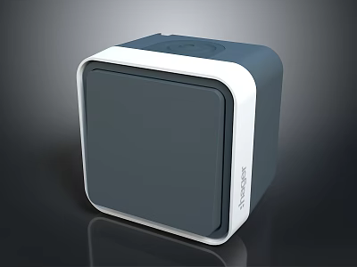 Triby Cube Shaped Electronic Device With Gray And White Design Front Panel Top Buttons 3d model