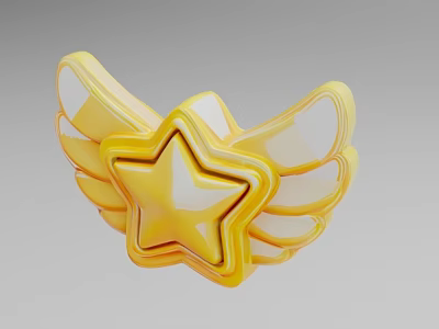 Decorative Yellow Star With Wings Ornament Decoration Set For Home Decor 3d model