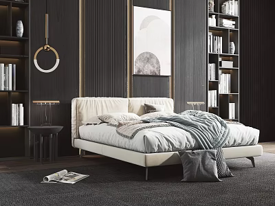 Modern Background Double Bed Double Bed 3d model