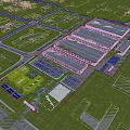 Industrial Factory Complex Aerial View With Surrounding Greenery And Parking Area