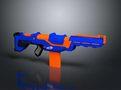 NERF Elite Toy Gun With Blue And Orange Plastic Design For Kids Play 3d model