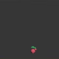 Pink 3D Cartoon Character With Two Green Leaves And Smiling Face On Dark Background