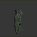 Green Military Weapon Device With Antenna And Cables On Gray Background