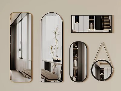 Various Modern Mirrors With Different Shapes For Home Interior Wall Decor 3d model