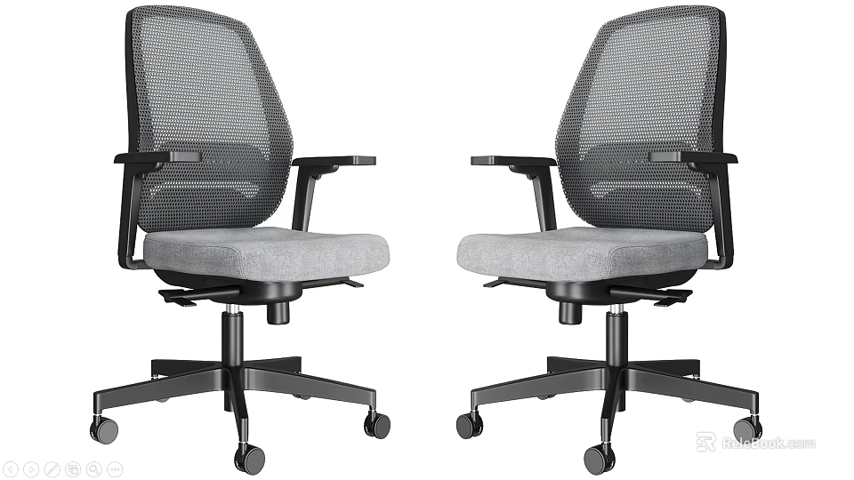 Modern Office Chairs With Mesh Back Gray Seat Black Frame Armrests And Adjustable Base Wheels 3d model 