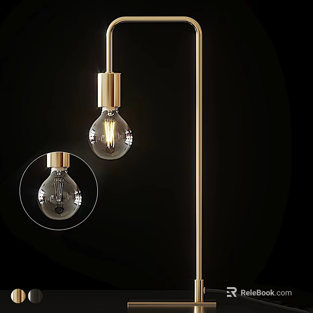 Modern Table Lamp Design With Gold Plated Base And Clear Glass Bulb 3d model 