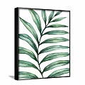Botanical Watercolor Painting With Green Leaves Design For Home Wall Decor