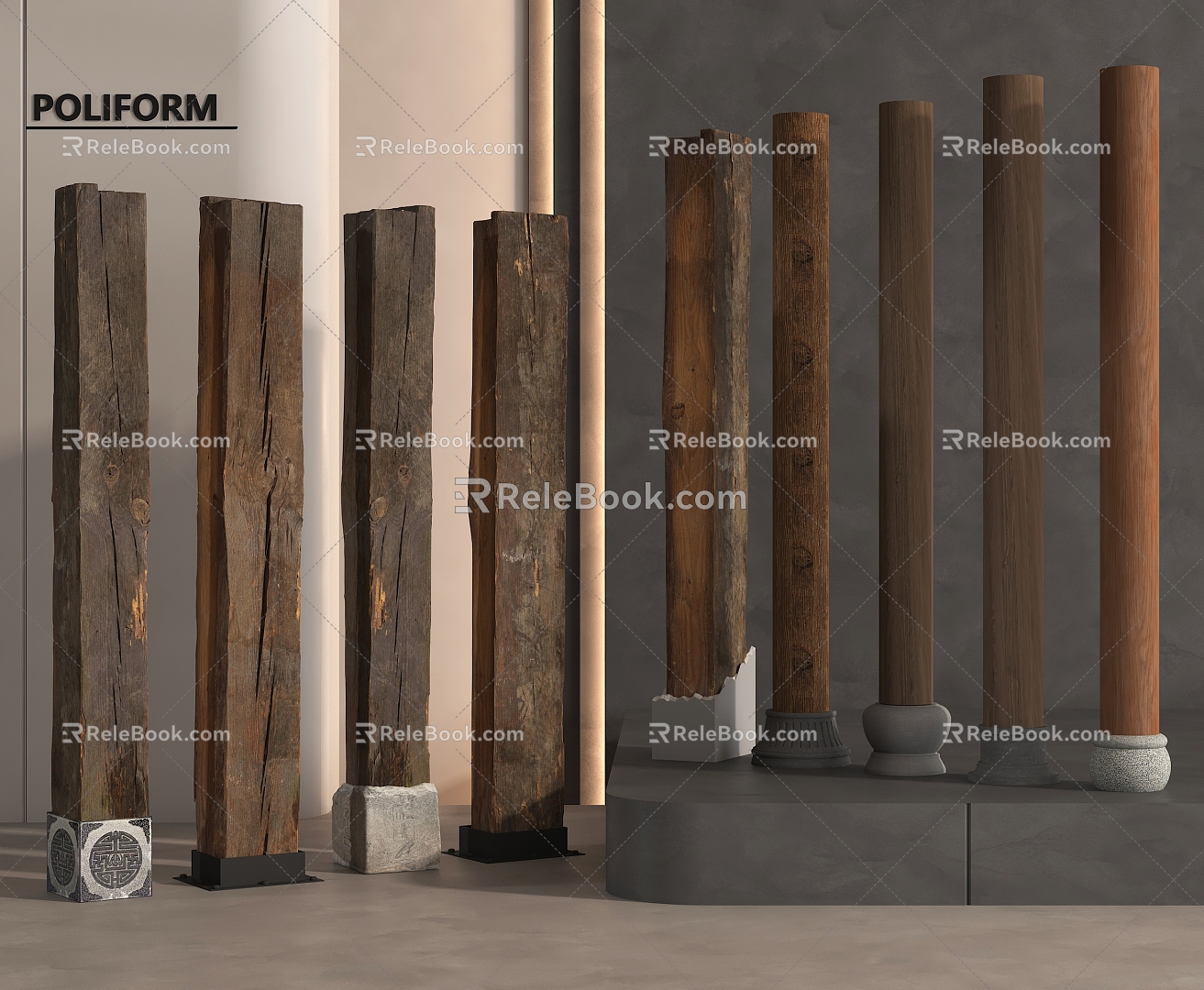 Quiet Pillar Old Wooden Pillar Old Board Wooden Beam Outdoor Sleeper Stigma Pillar 3d model