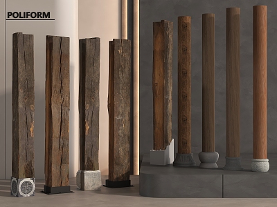 Quiet Pillar Old Wooden Pillar Old Board Wooden Beam Outdoor Sleeper Stigma Pillar 3d model