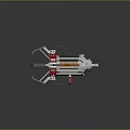 Futuristic Mechanical Weapon With Silver Body Red Structural Components And Black Cables 3d model