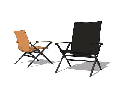 Orange And Black Folding Office Chair With Armrests And Metal Frame Design 3d model