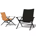 Orange And Black Folding Office Chair With Armrests And Metal Frame Design