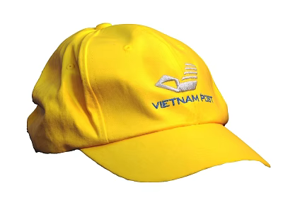 Yellow Vietnam Post Baseball Cap With White Ship Logo Design 3d model