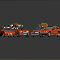 Red Toy Cars With Solar Panels Lights And Various Emergency Designs
