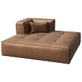Brown Leather Lazy Sofa With Button Tufted Design And Pillow Accent 3d model