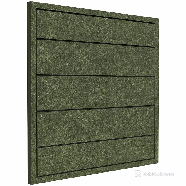Green Textured Wall With Layered Panel Design For Modern Interior Decor 3d model 