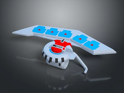 White Structure Model Featuring Blue Number 4 Elements And Red Central Component 3d model