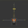 Orange Body Helicopter 3D Model With Yellow Frame And Gray Rotors