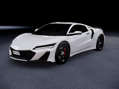 White Sports Car With Sleek Exterior Design Black Wheels And Red Brake Calipers 3d model