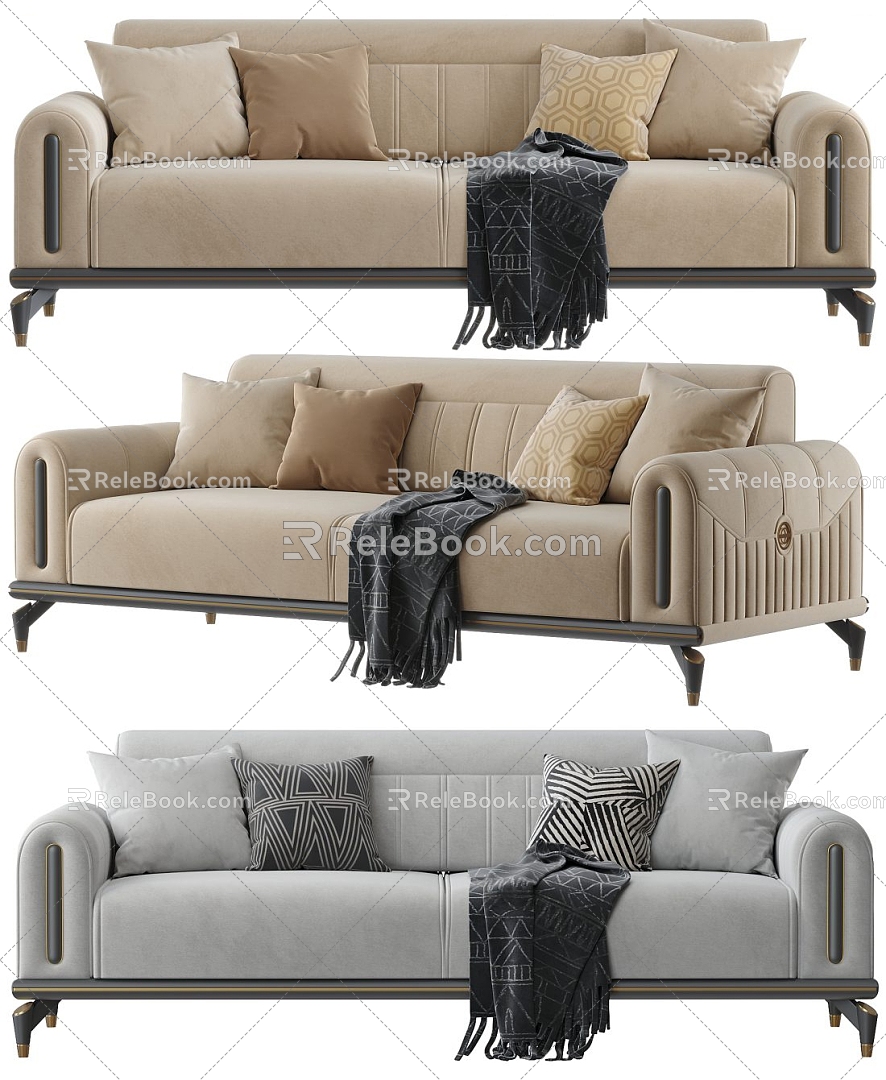 modern double sofa sofa 3d model