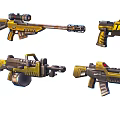 Science Fiction Gun A Group of Pistols Cyberpunk Guns Game Gun Low Face Number Low Model Simple Model Game Sub-era Movie and TV Level Super Realism 3d model