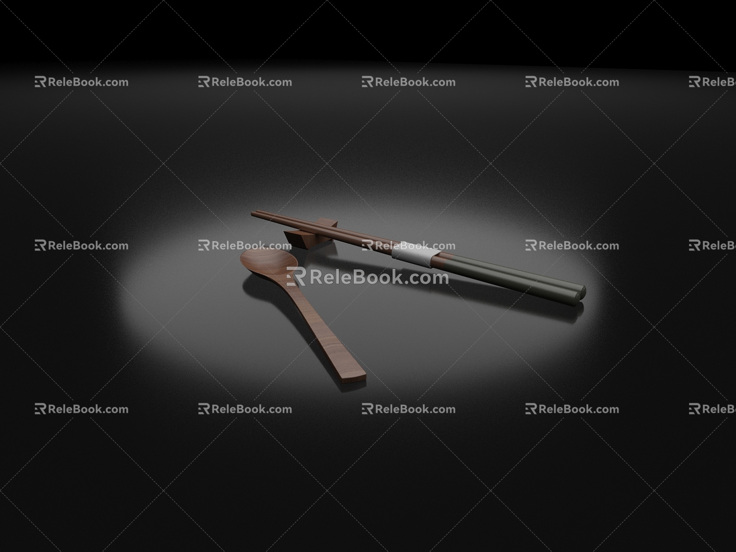 chopsticks spoon 3d model