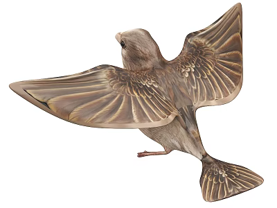 Small Flying Bird With Spread Wings And Detailed Feather Texture In Flight 3d model