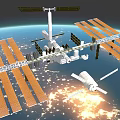 International Space Station with Large Solar Panels Orbiting Earth in Outer Space