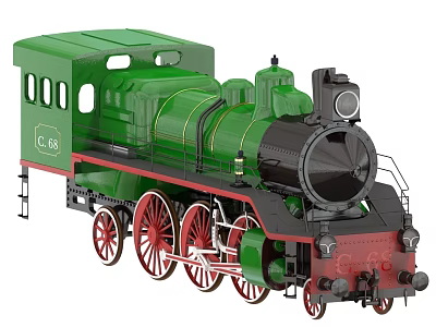 Green Steam Train Model Featuring Black Locomotive Red Wheels and G60 Number 3d model