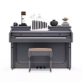 Musical Instruments and Art Supplies with Piano Stool Sheet Music and Decorative Items