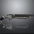 Shiny Revolver With Silver And Gold Metal Parts Black Barrel And Reflective Grip