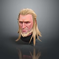 Man With Blonde Long Hair And Beard 3D Model Head With Realistic Facial Details