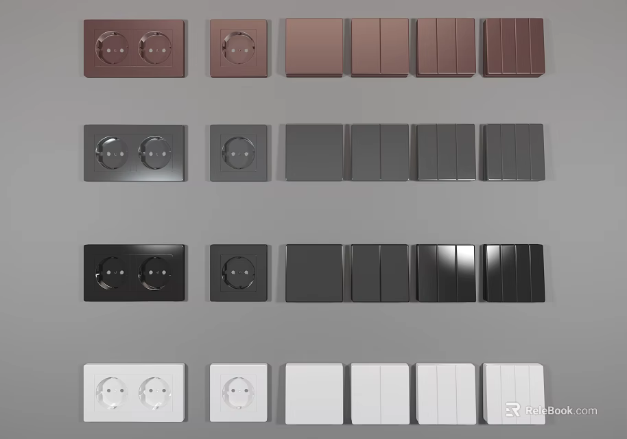 Modern Switch Panels in Various Colors and Diverse Designs for Home 3d model 