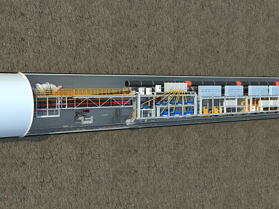 Large Scale Industrial Commercial Equipment In Tunnel With Conveyor System And Modules 3d model