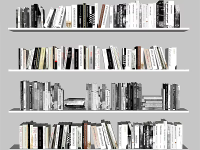 Curated Bookshelf With Multiple Shelves Filled With Various Books And Magazines 3d model