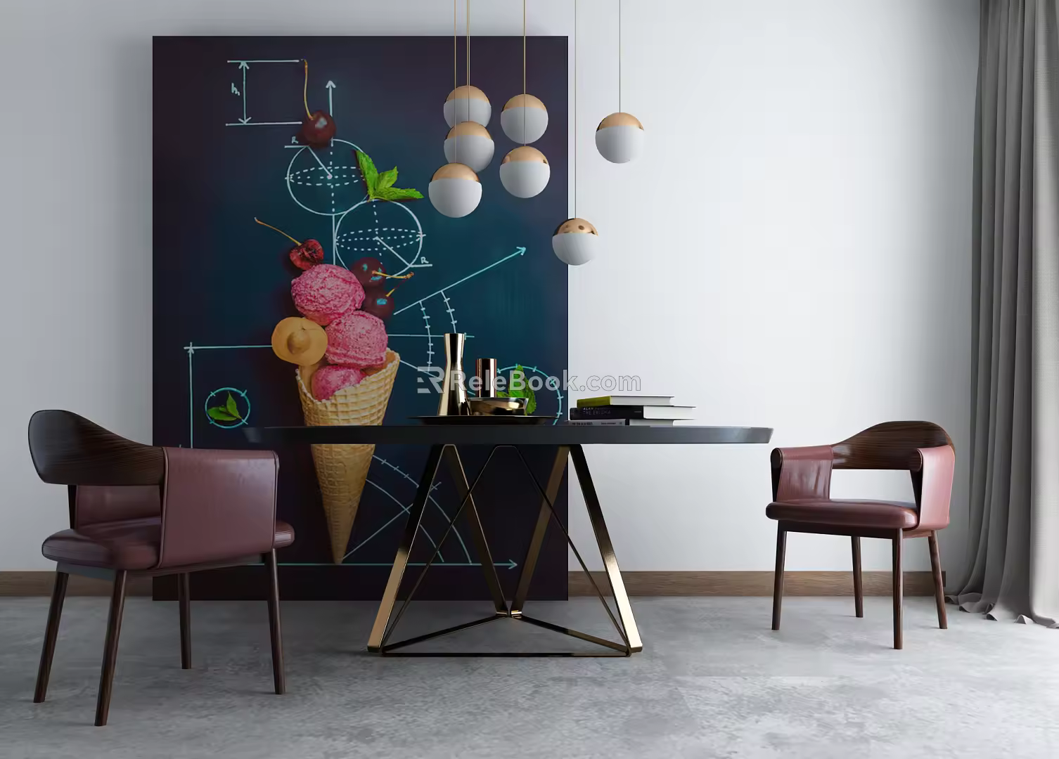 Nordic Dining Table and Chair Combination 3d model