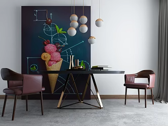 Nordic Dining Table and Chair Combination 3d model