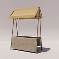 Commercial Equipment Outdoor Market Stall With Yellow Striped Canopy And Wooden Frame