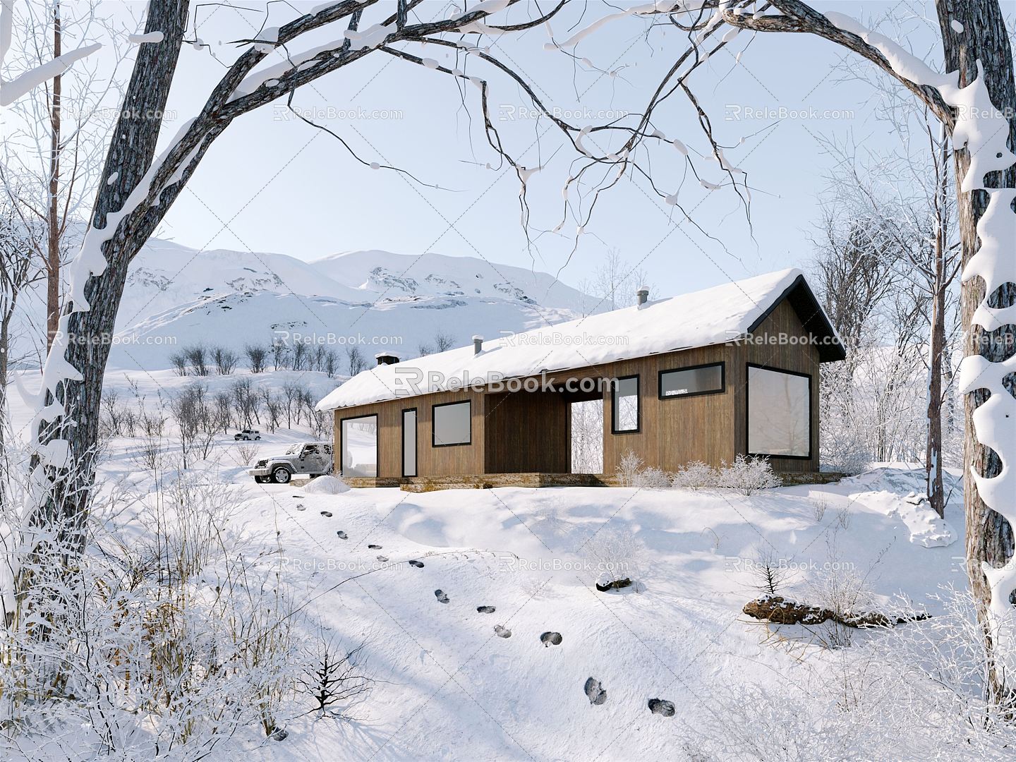 Modern Chalet Snow View Chalet 3d model