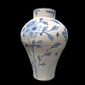 Traditional Blue And White Ceramic Vase With Floral Pattern Design