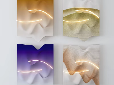 Modern Colorful Textured Wall Decor With Wavy Design And Illuminated Lines 3d model