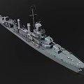 Classic Vintage Warship Model With Detailed Deck Gray Hull And Smokestacks