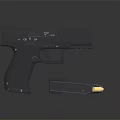 Black Modern Tactical Handgun With Textured Grip And Detachable Magazine