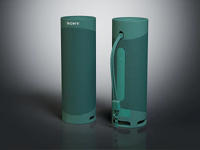 Sony Green Cylindrical Portable Bluetooth Speakers With Strap And Modern Design 3d model