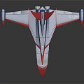 Futuristic Blue And Red Sci Fi Aircraft Model With Streamlined Wings And Tail Fin